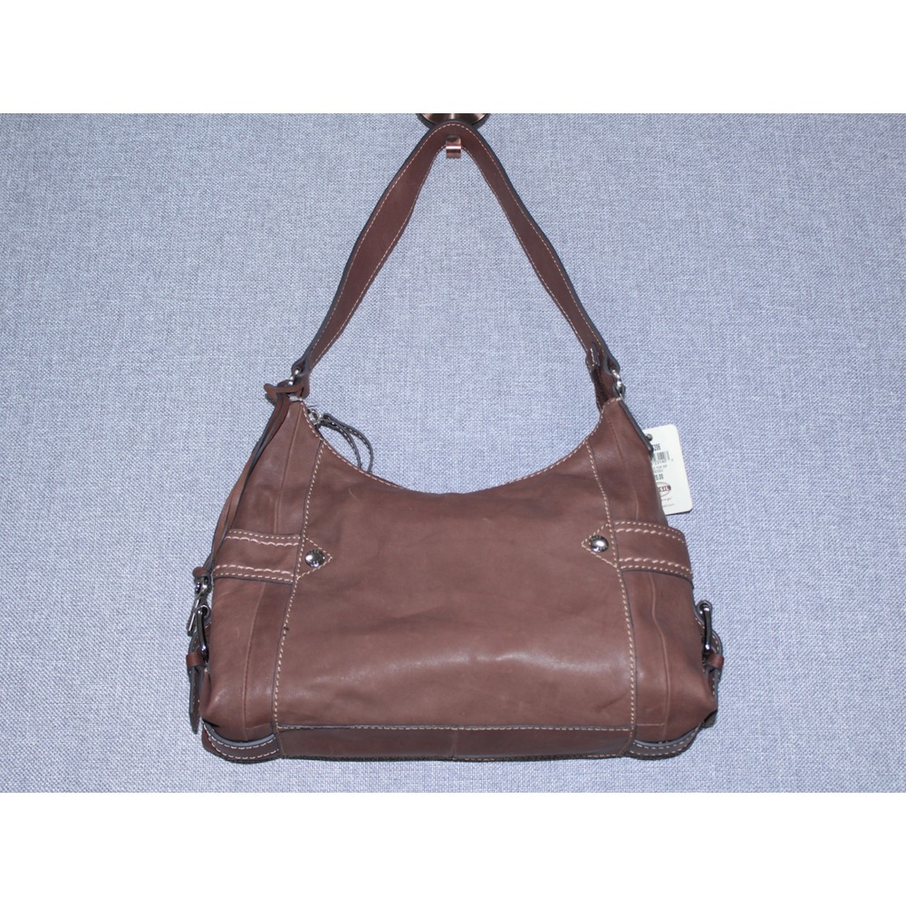Fossil Shoulder Bag Castille Espresso Brown Leather NWT Key Charm Y2K Boho